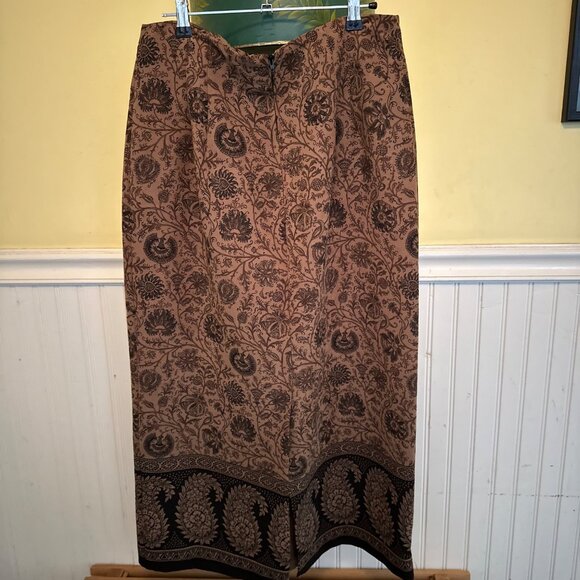 Briggs New York Paisley Print Maxi Skirt Brown & Black Size 14 Polyester Blend - Picture 2 of 8